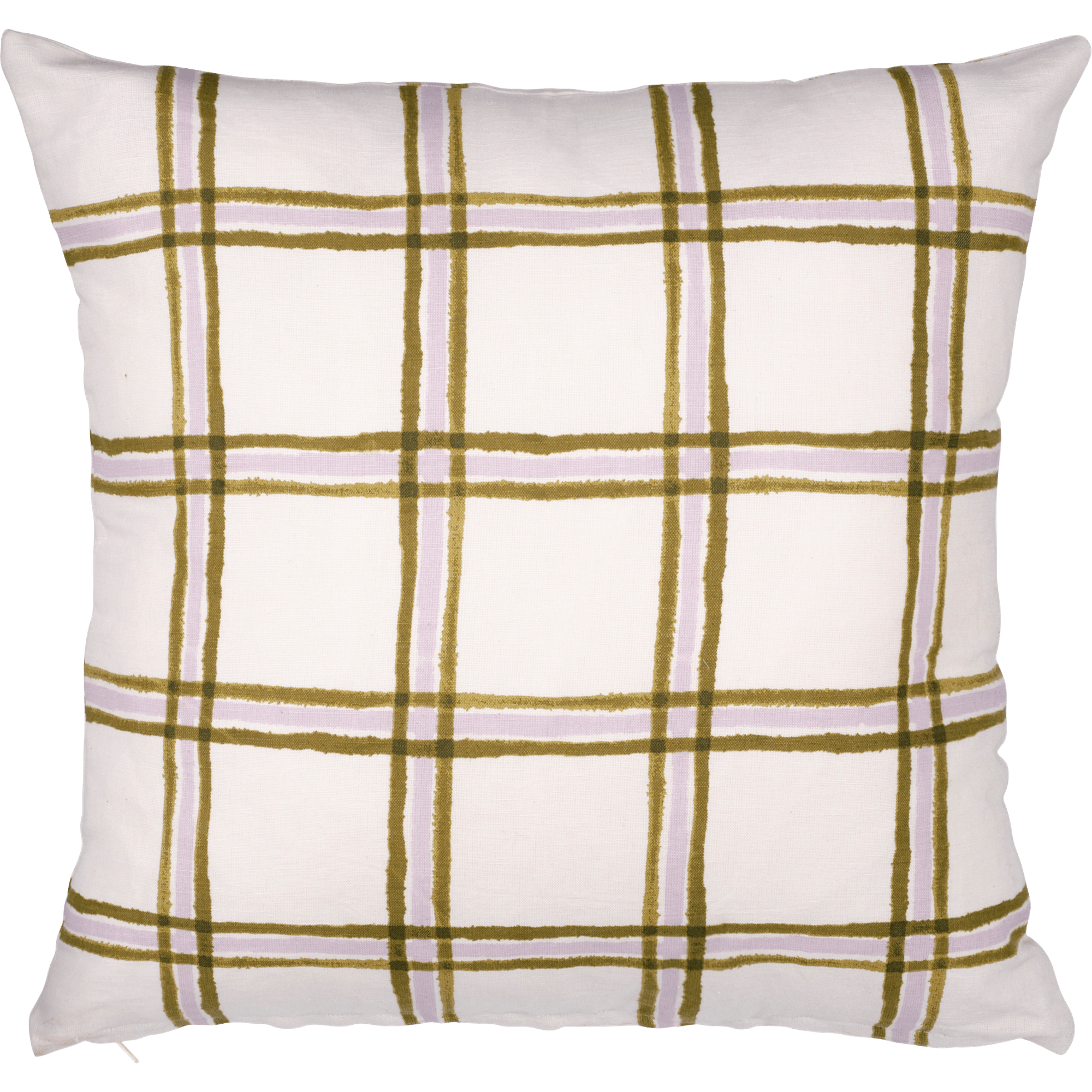Coussin motif carreaux en lin et coton 