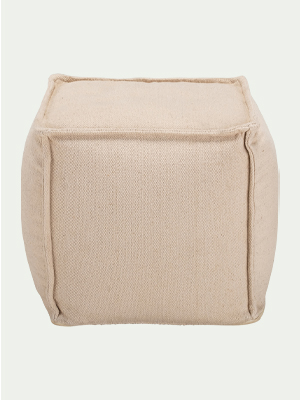 pouf cubique en coton beige