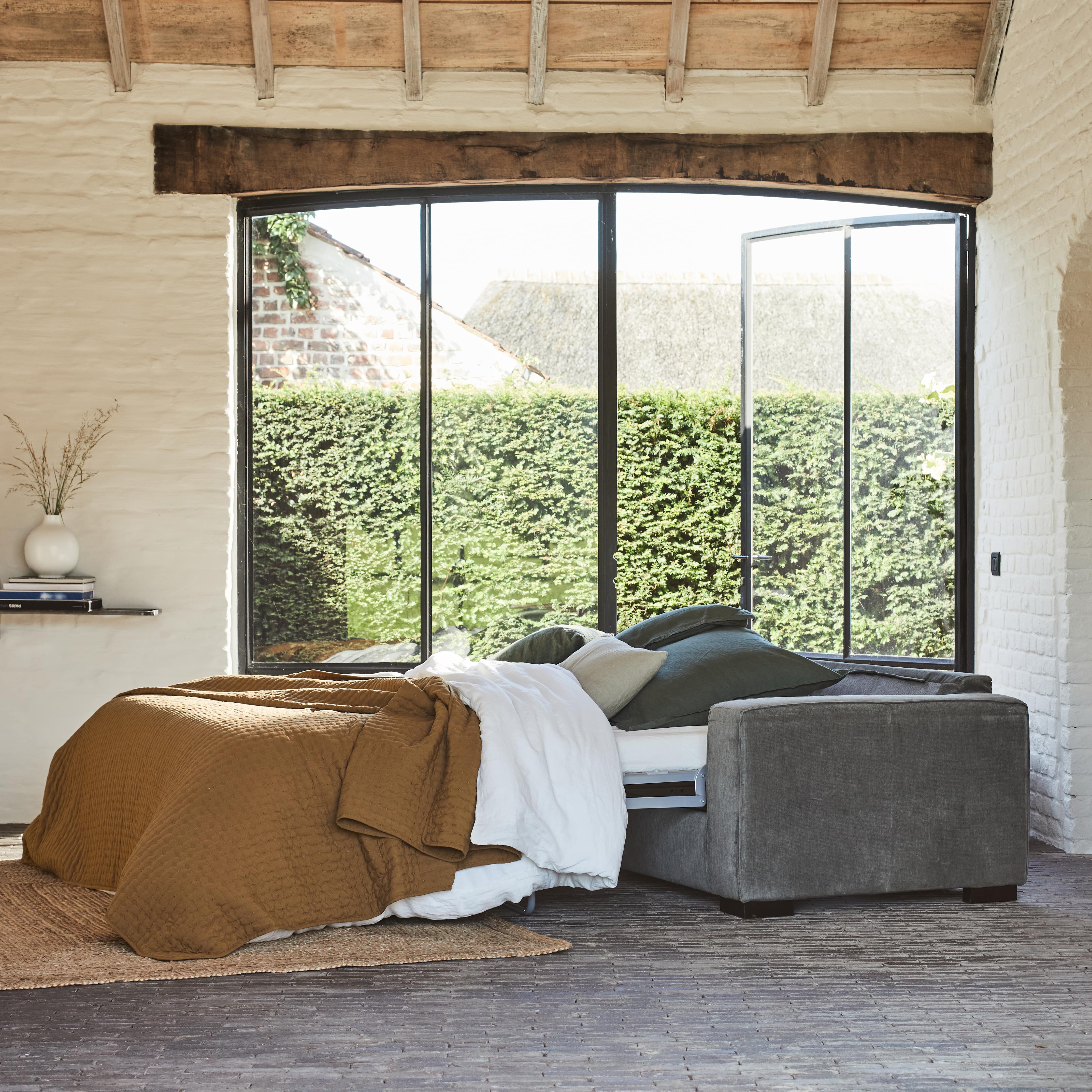 Canapé convertible 12cm 3 places pieds bas - Danny gris vésuve alinea