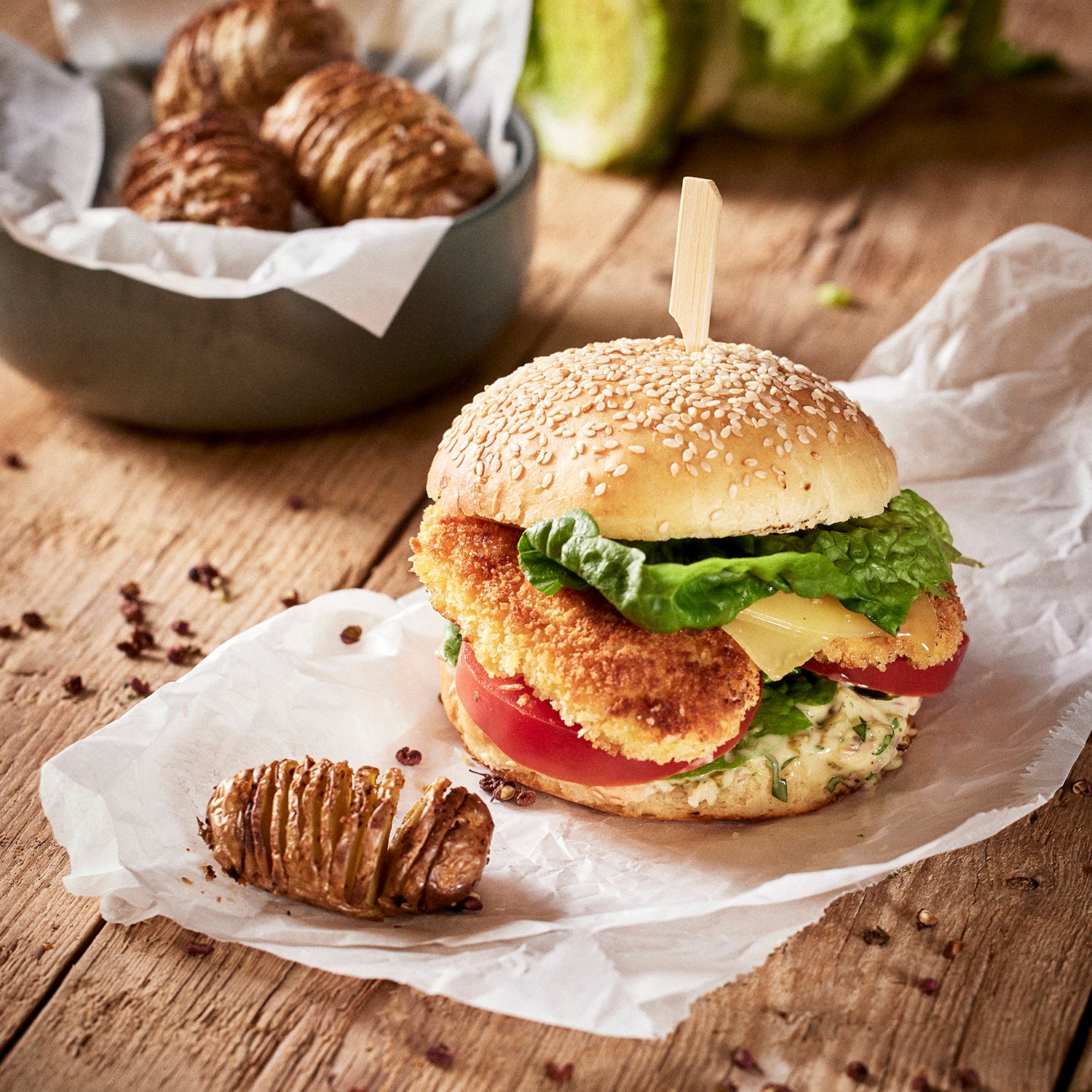 Burger au poulet pané-ATELIER Burger au poulet pané-ATELIER