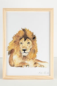 cadre photo aquarelle lion