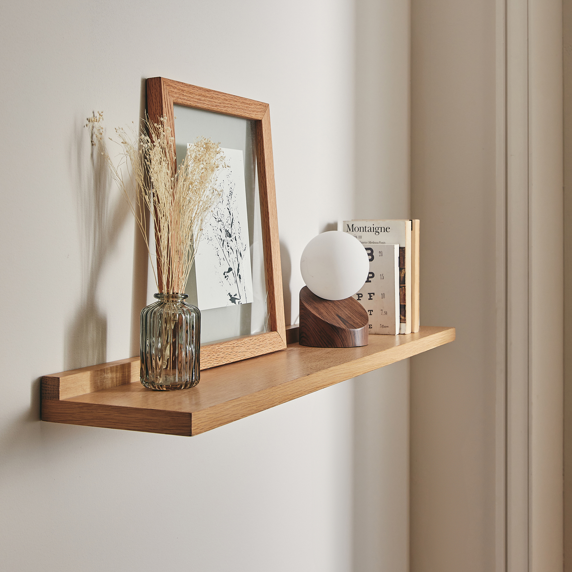 TASSIA - Étagère murale plaquée chêne - L86,6cm